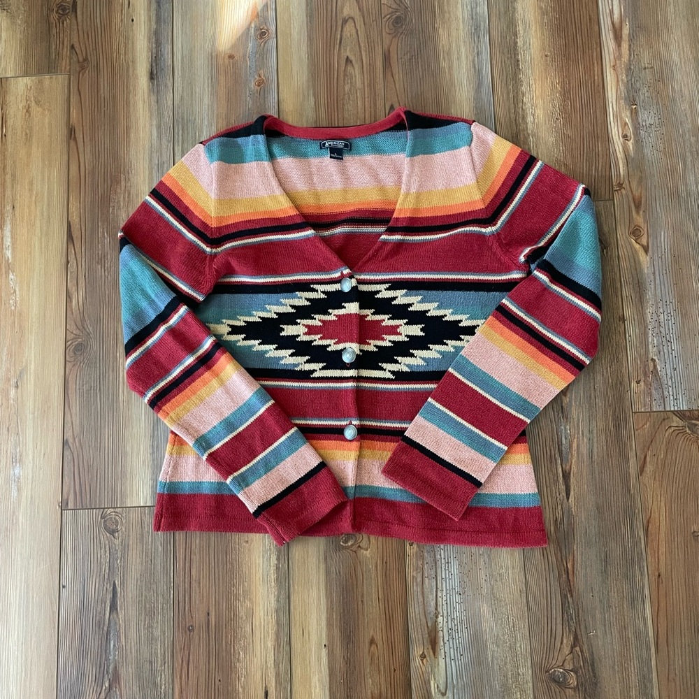 American Living Multicolor Striped Cardigan